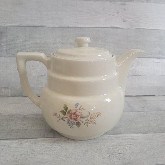 Hall China Rounded Terrace Rambling Rose Drip-o-lator Coffee Pot Vintage Teapot - Picture 1 of 11